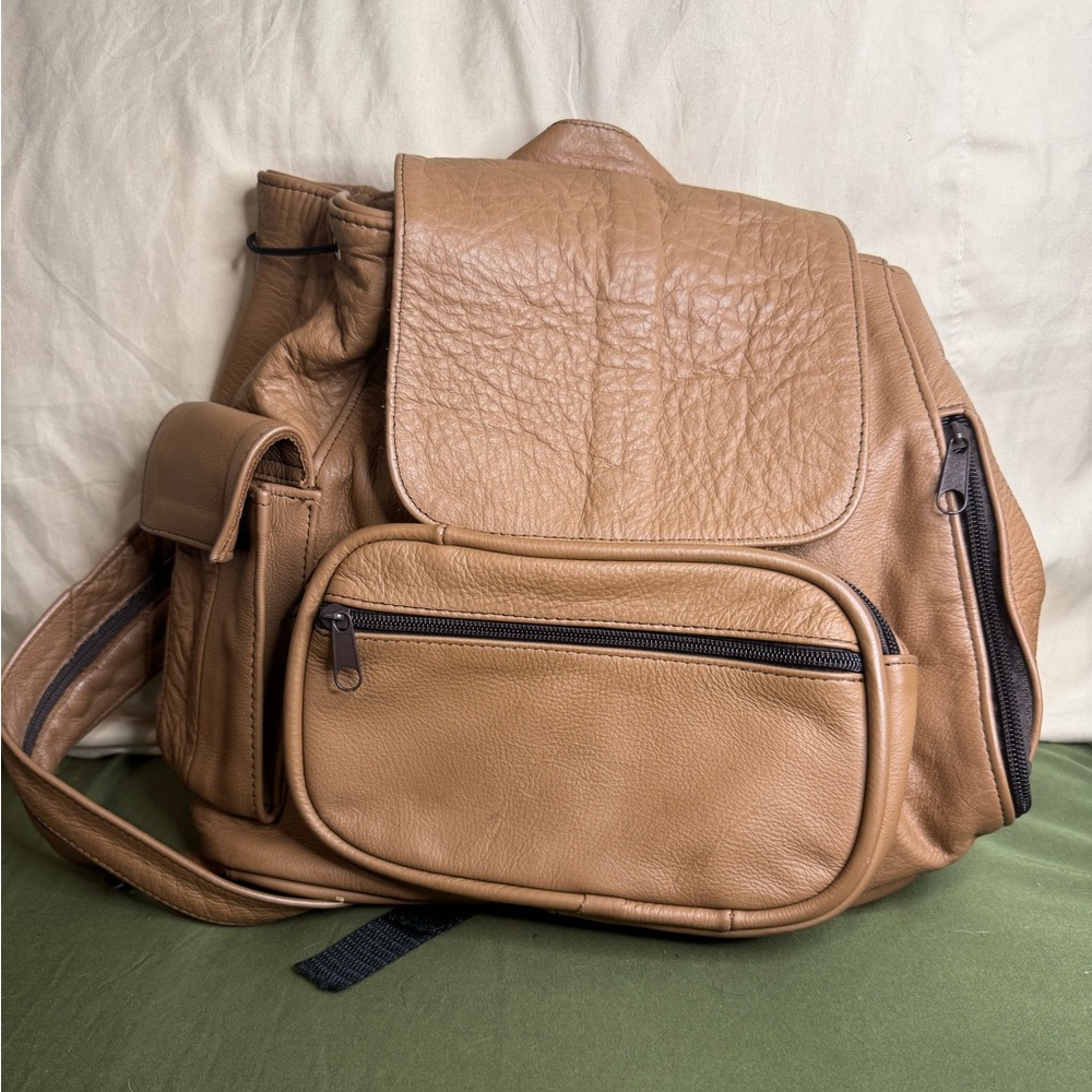 Tan Leather Backpack